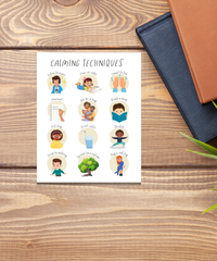 Calming Techniques Poster | Emotional Regulation Chart for Kids | Educational Classroom & Home Wall Art