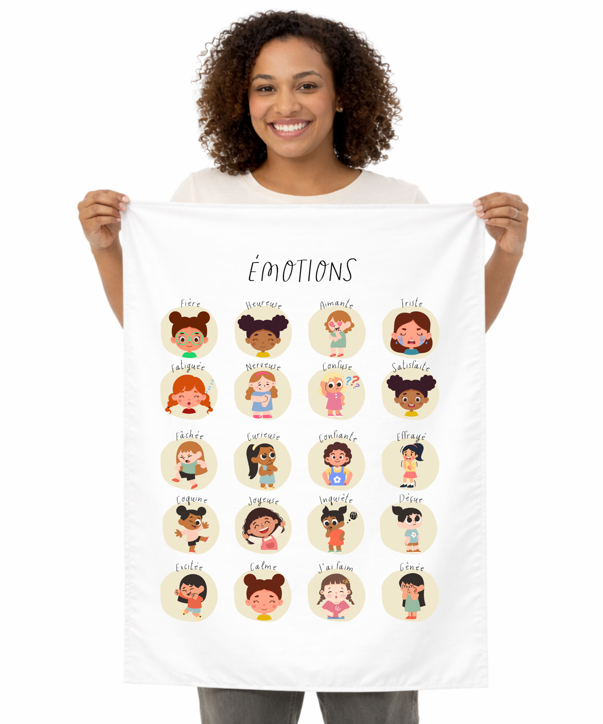 French Feelings Wall Tapestry (Female) – Emotional Awareness & Language Learning Support