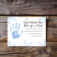 Winter Faith-Based Handprint Craft Printable | “God Made Me One of a Kind” Snowflake Keepsake | Christian Winter Art PDF