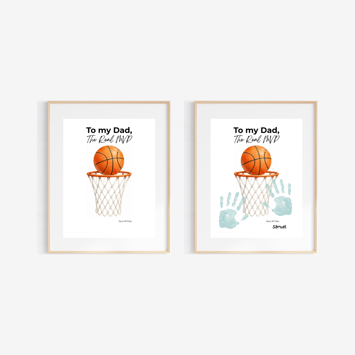 Basketball Father’s Day Handprint Craft Printable, To My Dad The Real MVP, Basketball Birthday Gift for Dad, Sports Dad Keepsake from Kids