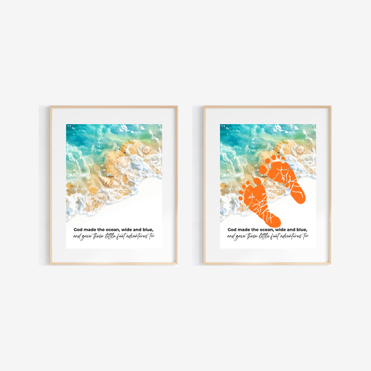 God Made the Ocean, Wide and Blue Footprint Craft Printable | Christian Beach Keepsake | Summer Footprint Art for Kids
