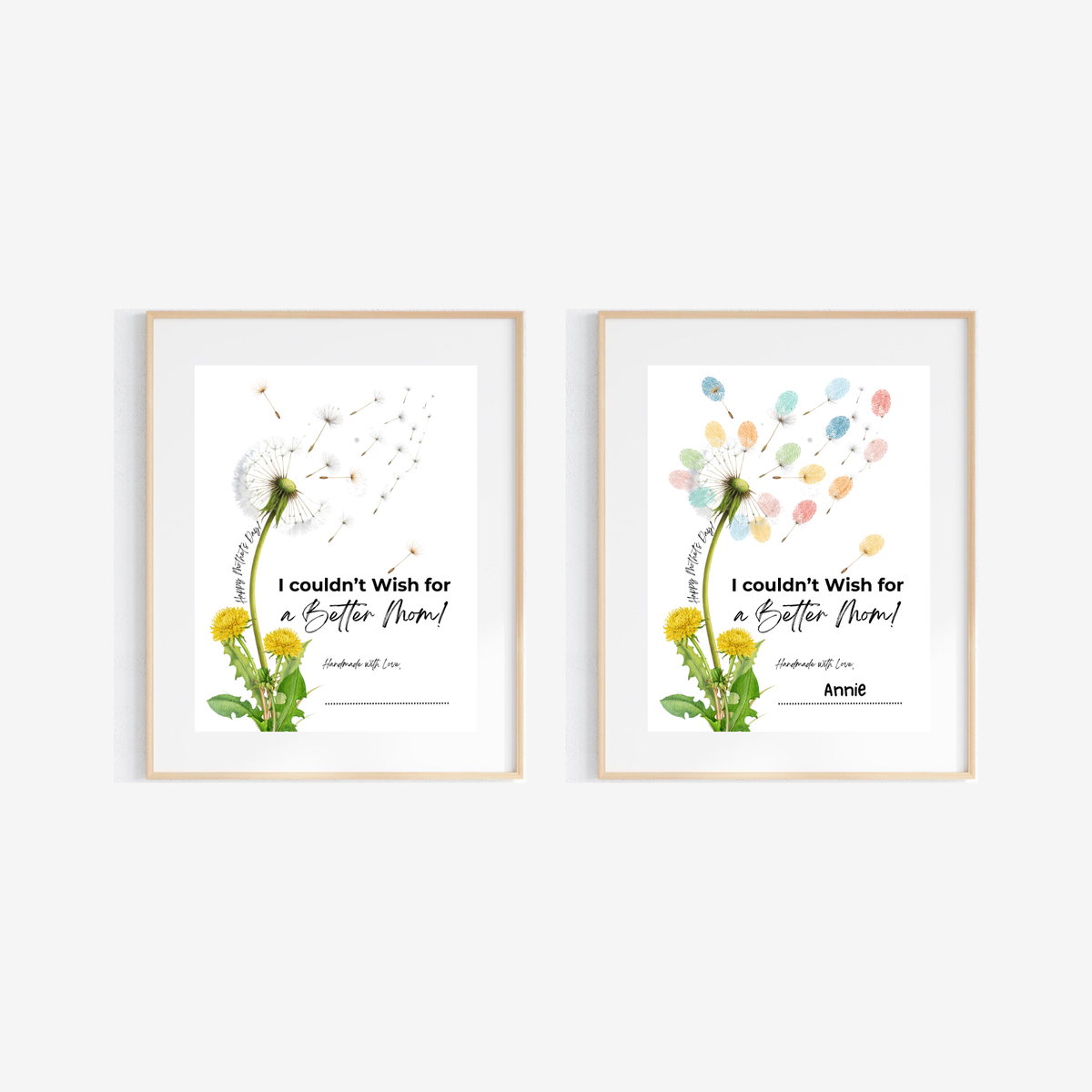 Mother’s Day Dandelion Handprint Craft Printable | I Couldn’t Wish for a Better Mom Keepsake | Preschool DIY Mother’s Day Gift | Kids Fingerprint Art PDF