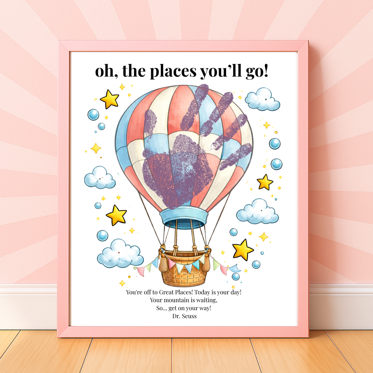Hot Air Balloon Graduation Handprint Craft Printable | “Oh, the Places You’ll Go!” Inspirational Keepsake | End of Year Art PDF