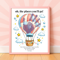 Hot Air Balloon Graduation Handprint Craft Printable | “Oh, the Places You’ll Go!” Inspirational Keepsake | End of Year Art PDF
