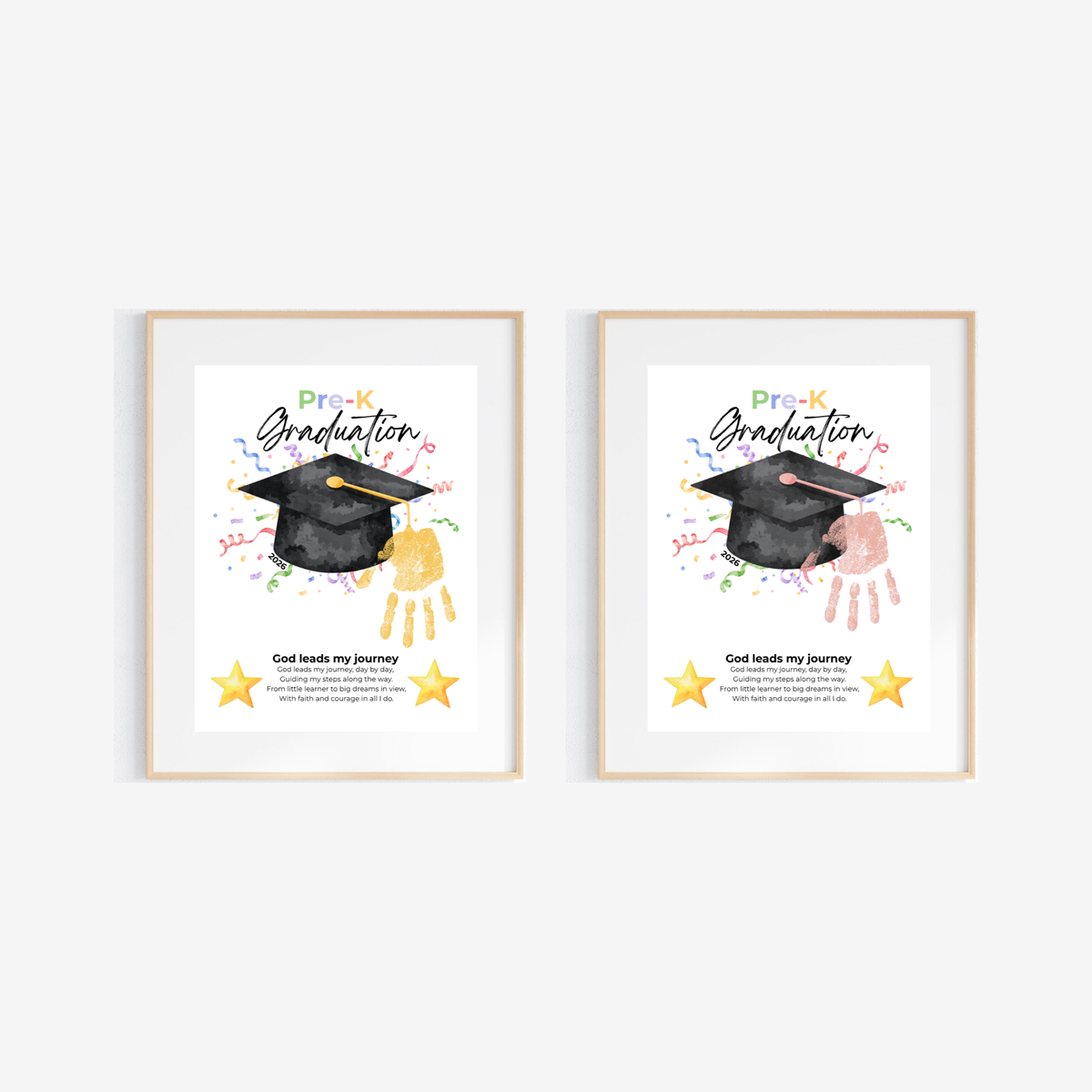 Christian Pre-K Graduation Handprint Craft Printable | Graduation Keepsake | God Leads My Journey Preschool Graduation Art | End of Year DIY PDF