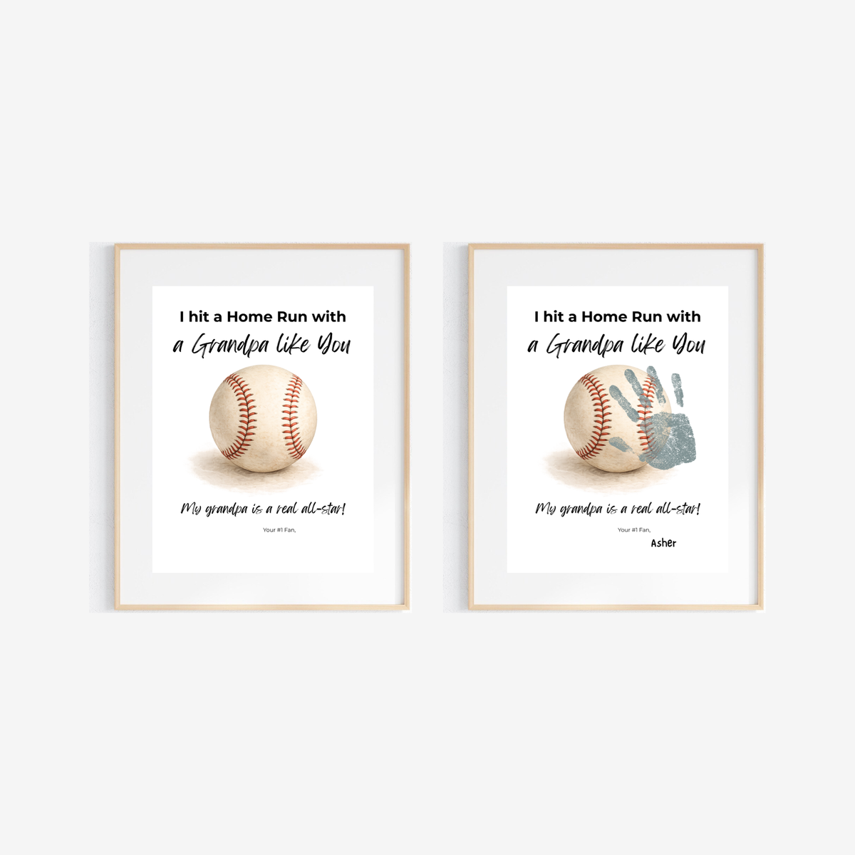 Baseball Handprint Craft for Grandpa, I Hit a Home Run with a Grandpa Like You Printable, Father’s Day Baseball Keepsake from Kids