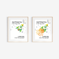 God Picked You to Be My Dad Rocket Handprint Craft Printable, Father’s Day Space Keepsake Gift from Kids