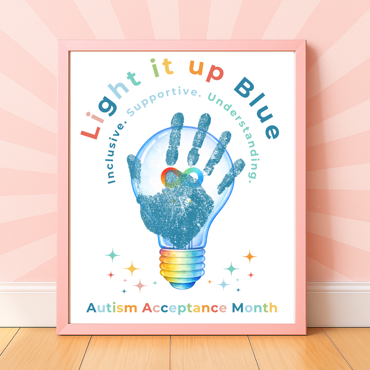 Autism Acceptance Month “Light It Up Blue” Handprint Craft Printable | Autism Awareness & Inclusion Kids Activity | Classroom SEL Art PDF