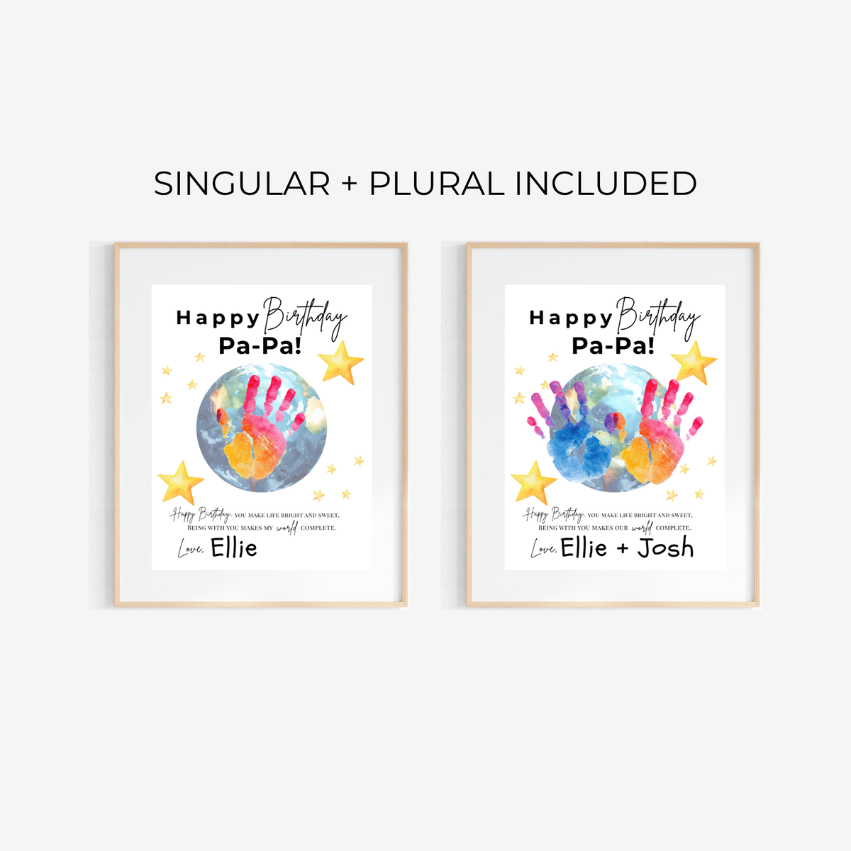 PaPa Birthday Handprint Craft Printable | Happy Birthday Pa-Pa Keepsake from Kids | Grandpa Birthday Gift | 1 or 2 Handprints | Kids DIY Art PDF
