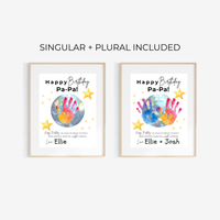 PaPa Birthday Handprint Craft Printable | Happy Birthday Pa-Pa Keepsake from Kids | Grandpa Birthday Gift | 1 or 2 Handprints | Kids DIY Art PDF