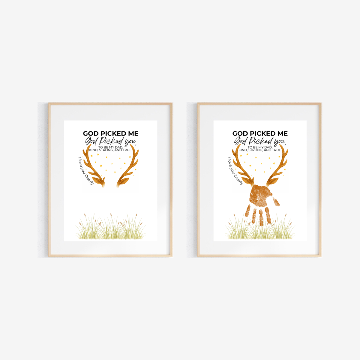 God Picked Me Father’s Day Handprint Craft Printable | Christian Dad Keepsake from Kids | Deer Handprint Art | Faith-Based Preschool DIY Printable