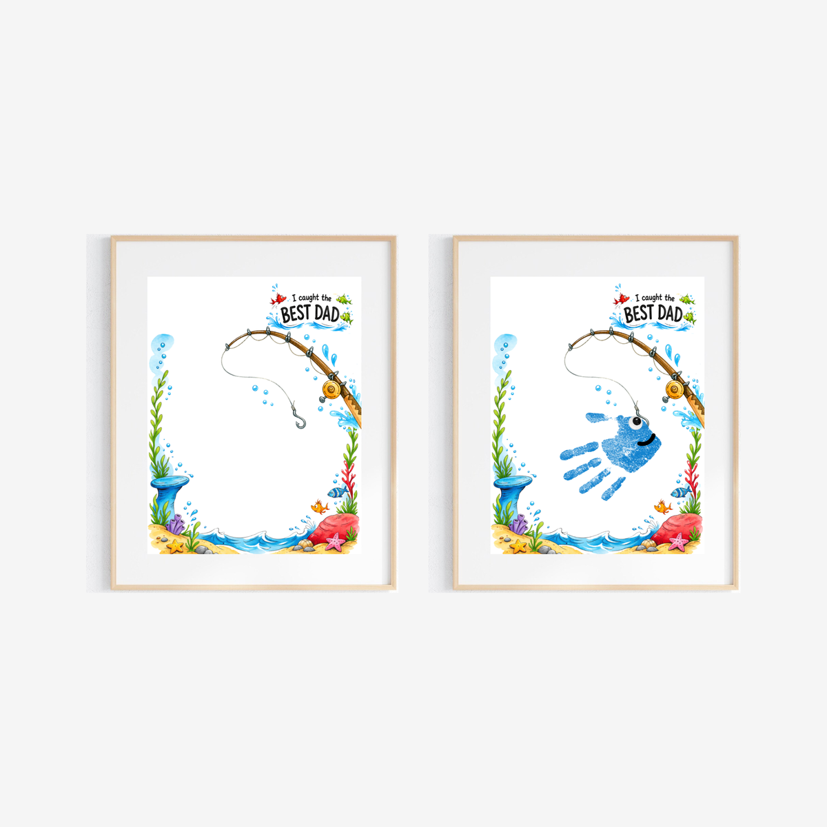 Fishing Dad Handprint Craft Printable | Father’s Day & Birthday Gift from Kids | I Caught the Best Dad Keepsake | Preschool DIY PDF