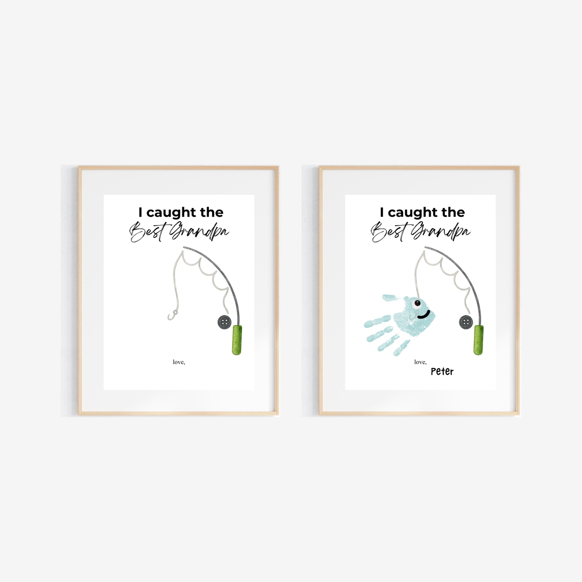 I Caught the Best Grandpa Handprint Craft Printable | Father’s Day & Birthday Gift for Grandpa | Fishing Keepsake from Kids | DIY Download