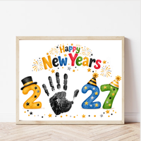 New Year 2027 Handprint Craft & Coloring Page | Happy New Year Keepsake Printable for Kids