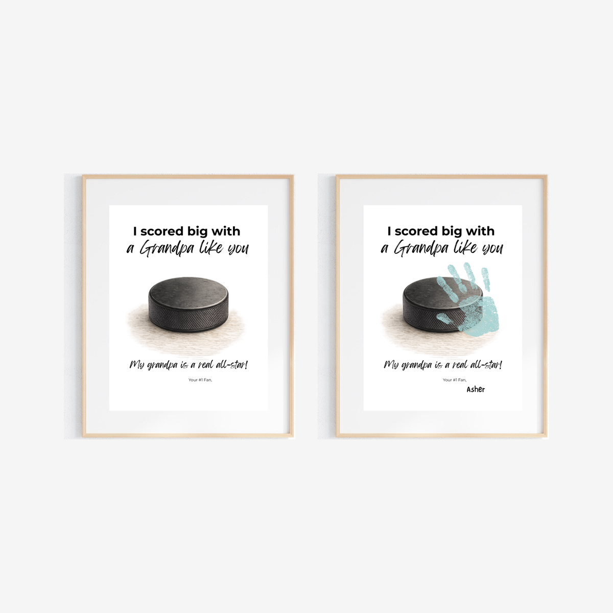 Hockey Handprint Craft for Grandpa, I Scored Big with a Grandpa Like You Printable, Father’s Day Grandpa Gift from Kids