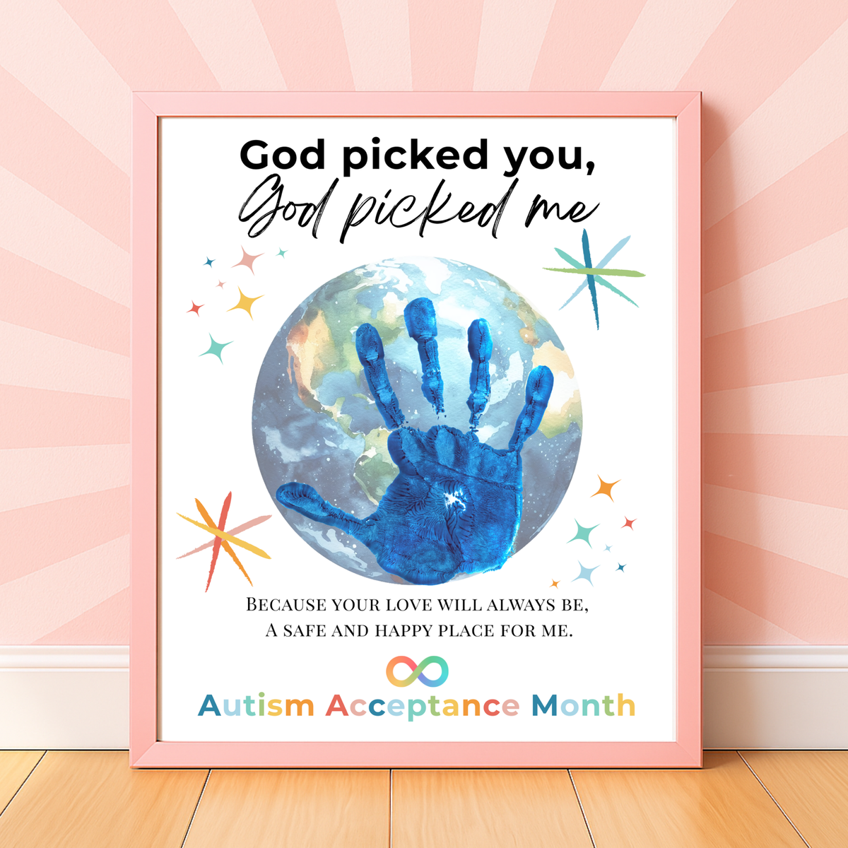 Autism Acceptance Month Handprint Craft Printable | “God Picked You, God Picked Me” Faith-Based Inclusion Activity | Christian Kids Art PDF