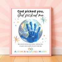 Autism Acceptance Month Handprint Craft Printable | “God Picked You, God Picked Me” Faith-Based Inclusion Activity | Christian Kids Art PDF
