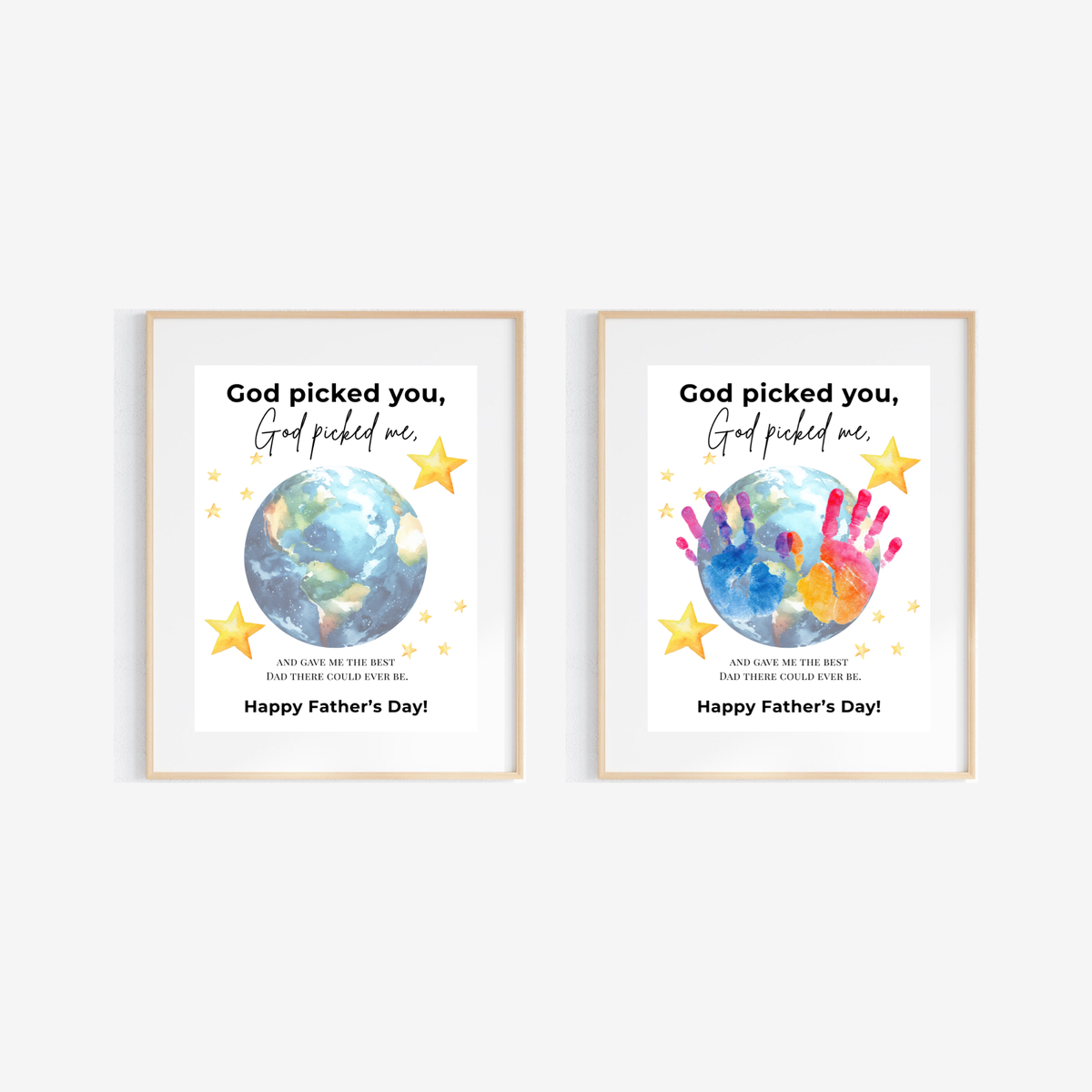 Christian Father’s Day Globe Handprint Craft Printable | God Picked You Dad Keepsake | Kids Handprint Art Gift | Preschool DIY PDF