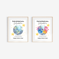 Christian Father’s Day Globe Handprint Craft Printable | God Picked You Dad Keepsake | Kids Handprint Art Gift | Preschool DIY PDF