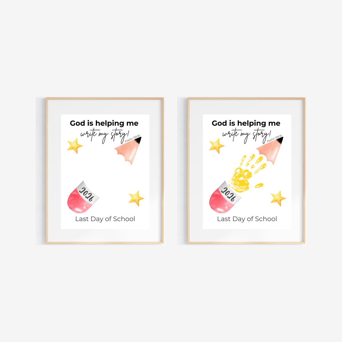 Christian Last Day of School Handprint Craft Printable | God is Helping Me Write My Story | Psalm 139:16 Keepsake | End of Year PDF