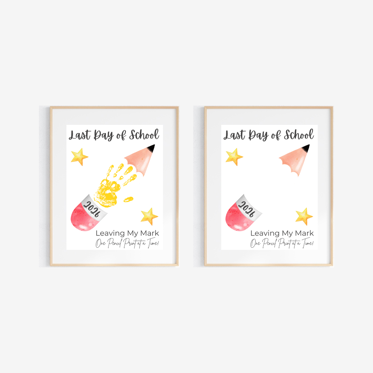 Last Day of School Pencil Handprint Craft Printable | End of School Year Keepsake Art | Leaving My Mark School Sign 2026 | Preschool DIY Handprint PDF