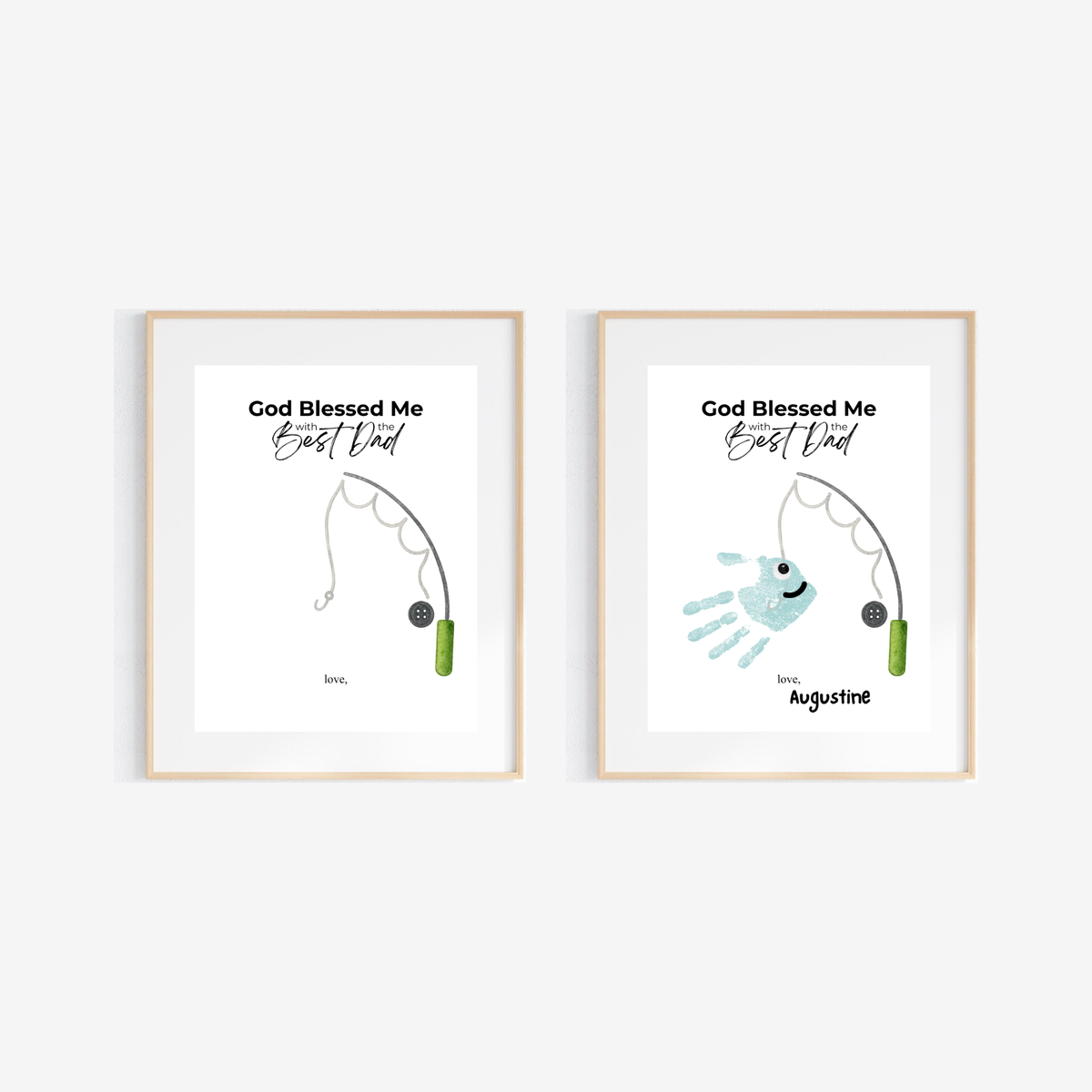 Christian Father’s Day Handprint Craft | God Blessed Me with the Best Dad Printable | Dad Birthday Gift from Kids | Fishing Keepsake DIY