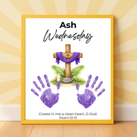Ash Wednesday Handprint Craft Printable | Christian Lent Keepsake Art | Psalm 51:10 Faith-Based Kids Activity PDF