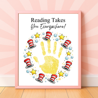 Reading Takes You Everywhere Wreath Handprint Craft Printable | Kids Literacy Week Activity | Preschool Reading Celebration Art PDF