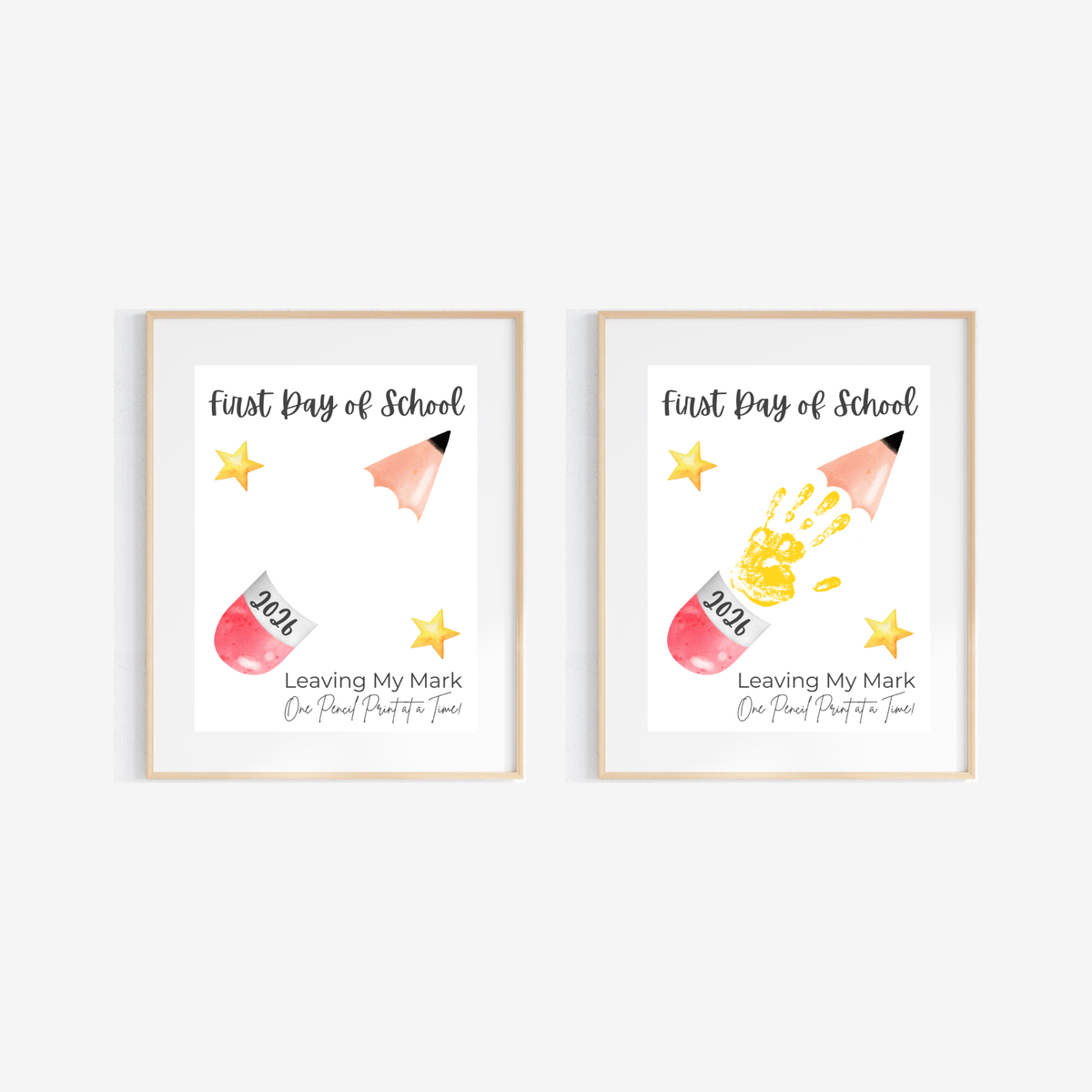 First Day of School Pencil Handprint Craft Printable | Back to School Keepsake Art | Leaving My Mark School Sign 2026 | Preschool DIY Handprint PDF
