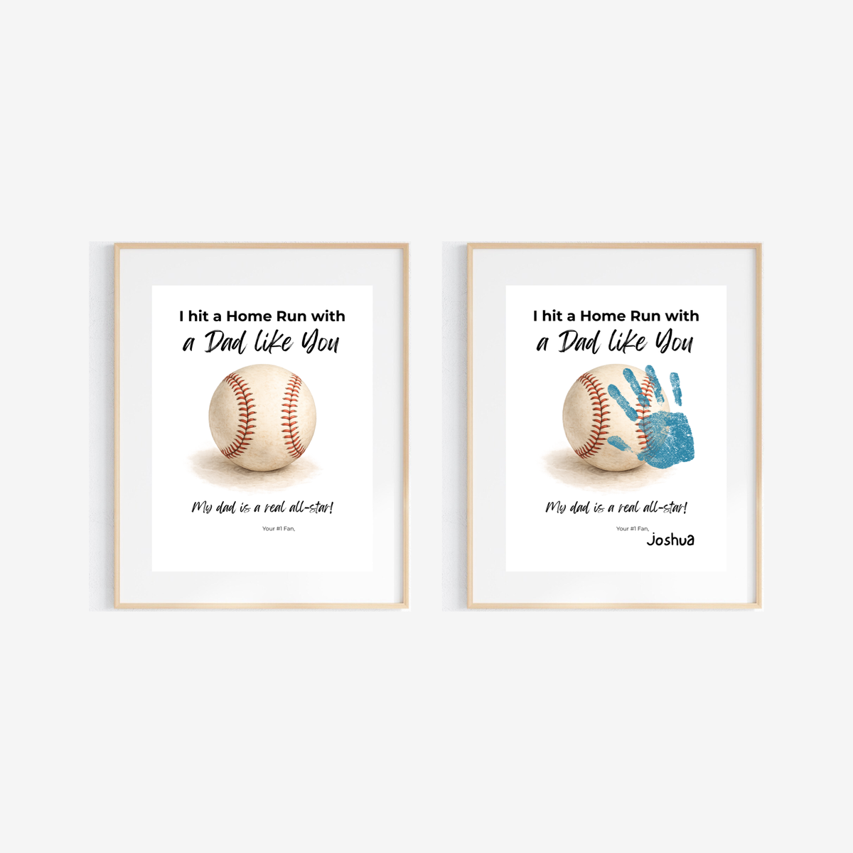 Baseball Handprint Craft for Dad, I Hit a Home Run with a Dad Like You Printable, Father’s Day Baseball Keepsake from Kids