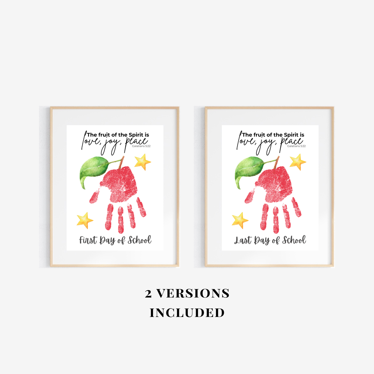 Fruit of the Spirit Apple Handprint Craft Printable | First & Last Day of School Keepsake | Christian Back to School Activity