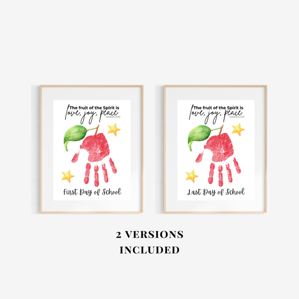 Fruit of the Spirit Apple Handprint Craft Printable | First & Last Day of School Keepsake | Christian Back to School Activity