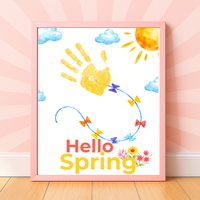 Hello Spring Handprint Kite Craft Printable with Kite | Spring Preschool Activity | Kids Seasonal Art Project | Classroom Spring Keepsake PDF