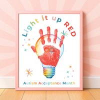 Autism Acceptance Month “Light It Up Red” Handprint Craft Printable | Autism Awareness Classroom Activity | Kids Inclusion Art PDF