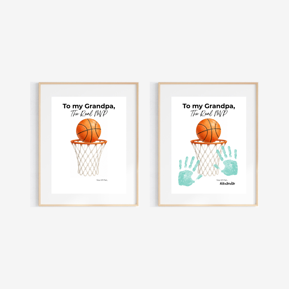 Basketball Grandpa Handprint Craft Printable, To My Grandpa The Real MVP, Basketball Grandpa Birthday Gift, Sports Grandpa Keepsake from Kids