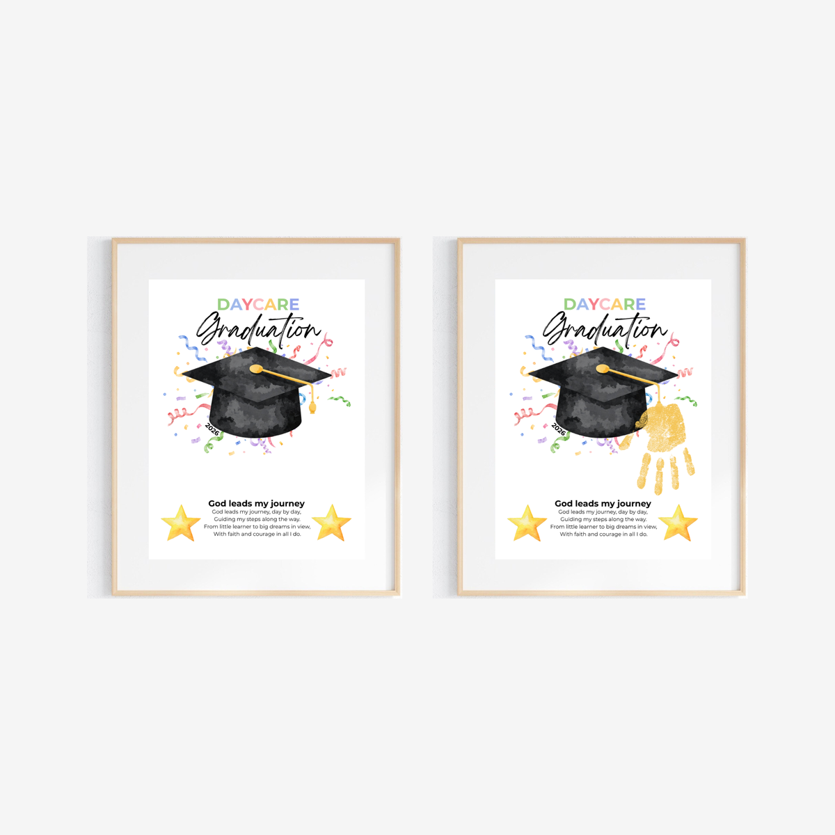Daycare Graduation Handprint Craft Printable, Christian Graduation Keepsake for Kids, God Leads My Journey, Preschool Graduation Activity, Instant Download