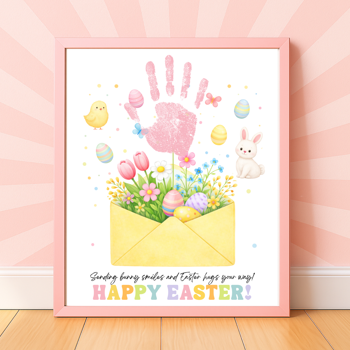Easter Handprint Craft Printable | Bunny & Chick Flower Envelope Keepsake | Preschool Fine Motor Spring Activity PDF