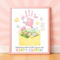 Easter Handprint Craft Printable | Bunny & Chick Flower Envelope Keepsake | Preschool Fine Motor Spring Activity PDF