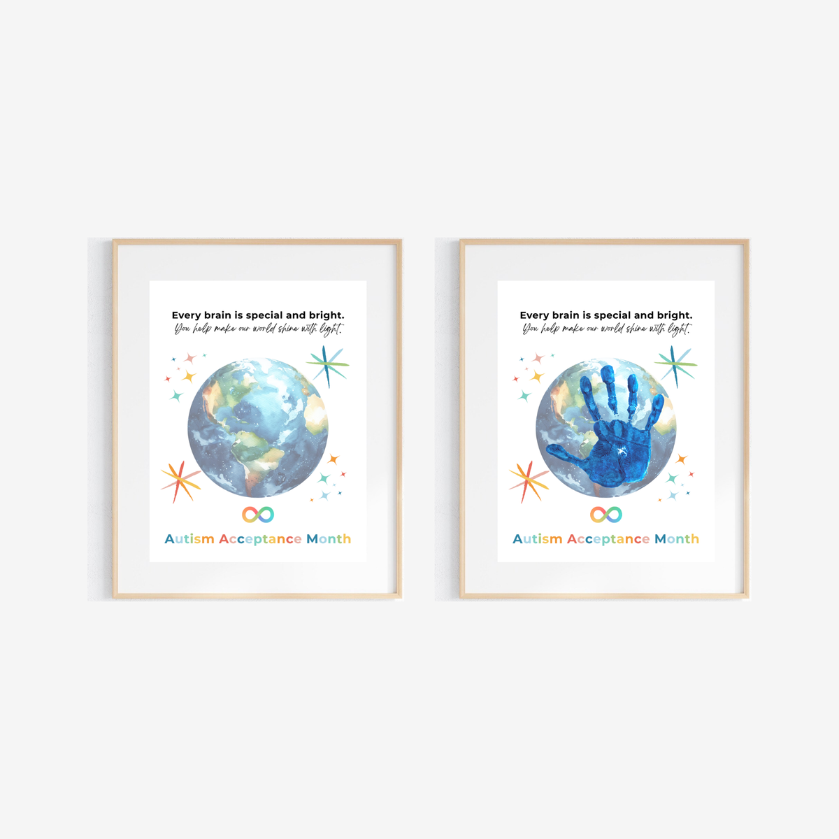 Autism Acceptance Month Handprint Craft Printable | Every Brain is Special and Bright | Classroom Autism Awareness Activity | Preschool Keepsake PDF