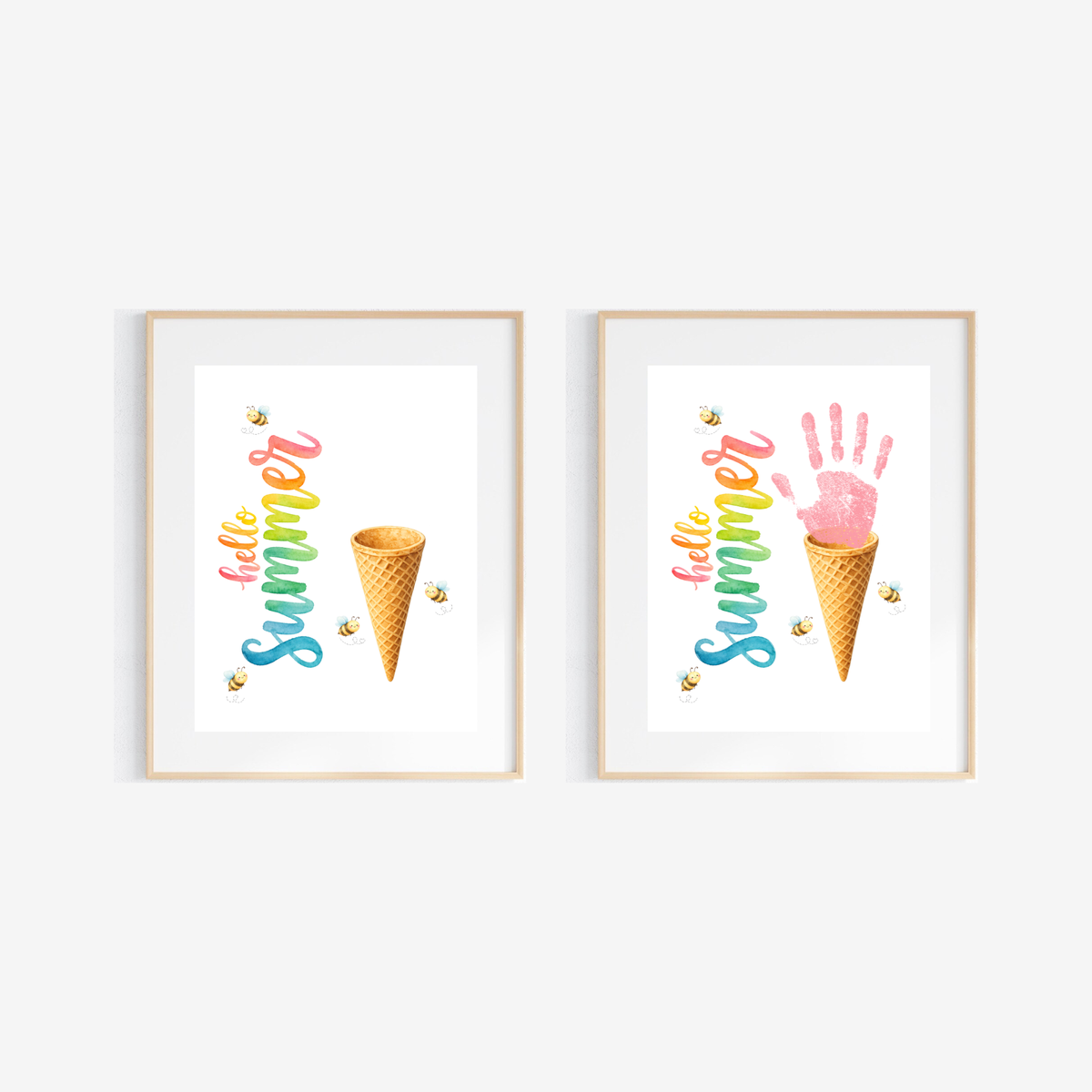 Hello Summer Ice Cream Cone Handprint Craft Printable | Summer Keepsake Activity for Kids | Preschool, Daycare & Kindergarten Summer Art