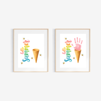 Hello Summer Ice Cream Cone Handprint Craft Printable | Summer Keepsake Activity for Kids | Preschool, Daycare & Kindergarten Summer Art