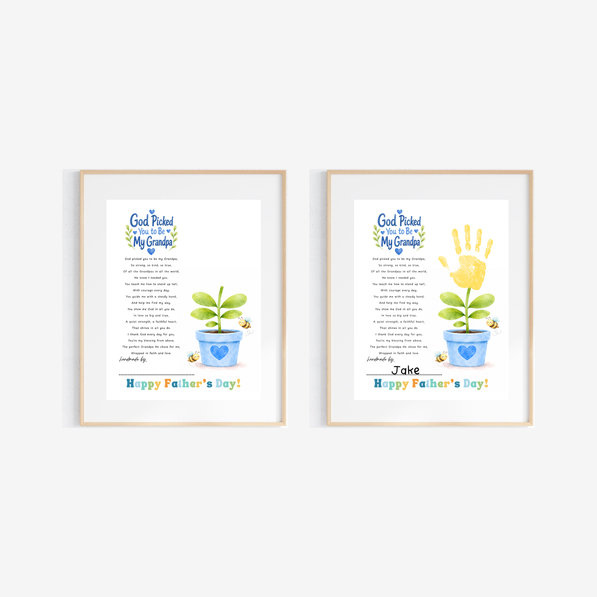 God Picked You to Be Our Grandpa Handprint Craft Printable | Christian Father’s Day Gift for Grandpa | Handprint Flower Keepsake from Grandkids