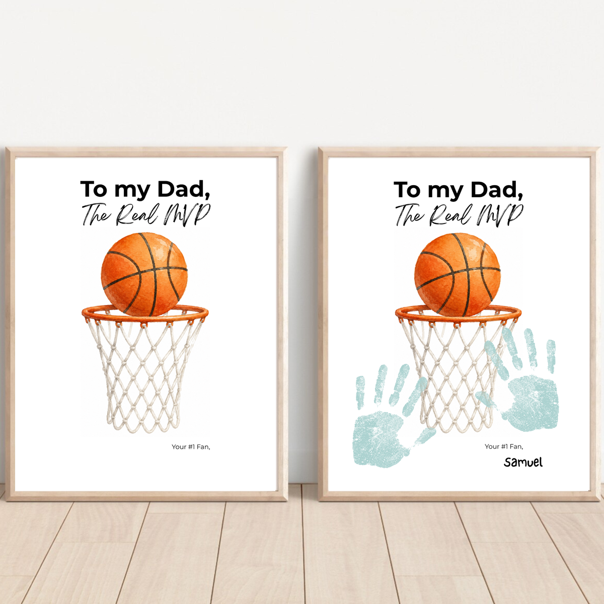 Basketball Father’s Day Handprint Craft Printable, To My Dad The Real MVP, Basketball Birthday Gift for Dad, Sports Dad Keepsake from Kids