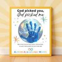 Autism Acceptance Month Handprint Craft Printable | “God Picked You, God Picked Me” Faith-Based Inclusion Activity | Christian Kids Art PDF