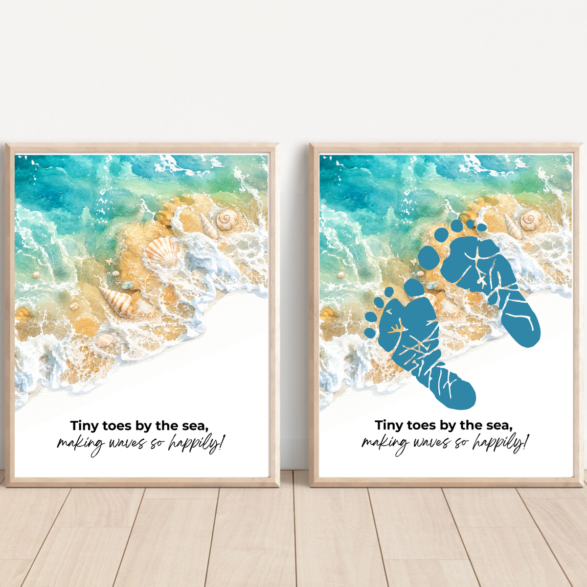 Tiny Toes by the Sea Footprint Craft Printable | Beach Footprint Keepsake | Summer Ocean Nursery Art for Kids