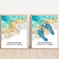 Tiny Toes by the Sea Footprint Craft Printable | Beach Footprint Keepsake | Summer Ocean Nursery Art for Kids