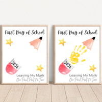 First Day of School Pencil Handprint Craft Printable | Back to School Keepsake Art | Leaving My Mark School Sign 2026 | Preschool DIY Handprint PDF