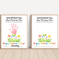 God Picked You God Picked Me Handprint Craft Printable | Christian Mother’s Day Keepsake | Thank You for Helping Me Grow Mom Gift | Kids Faith-Based PDF