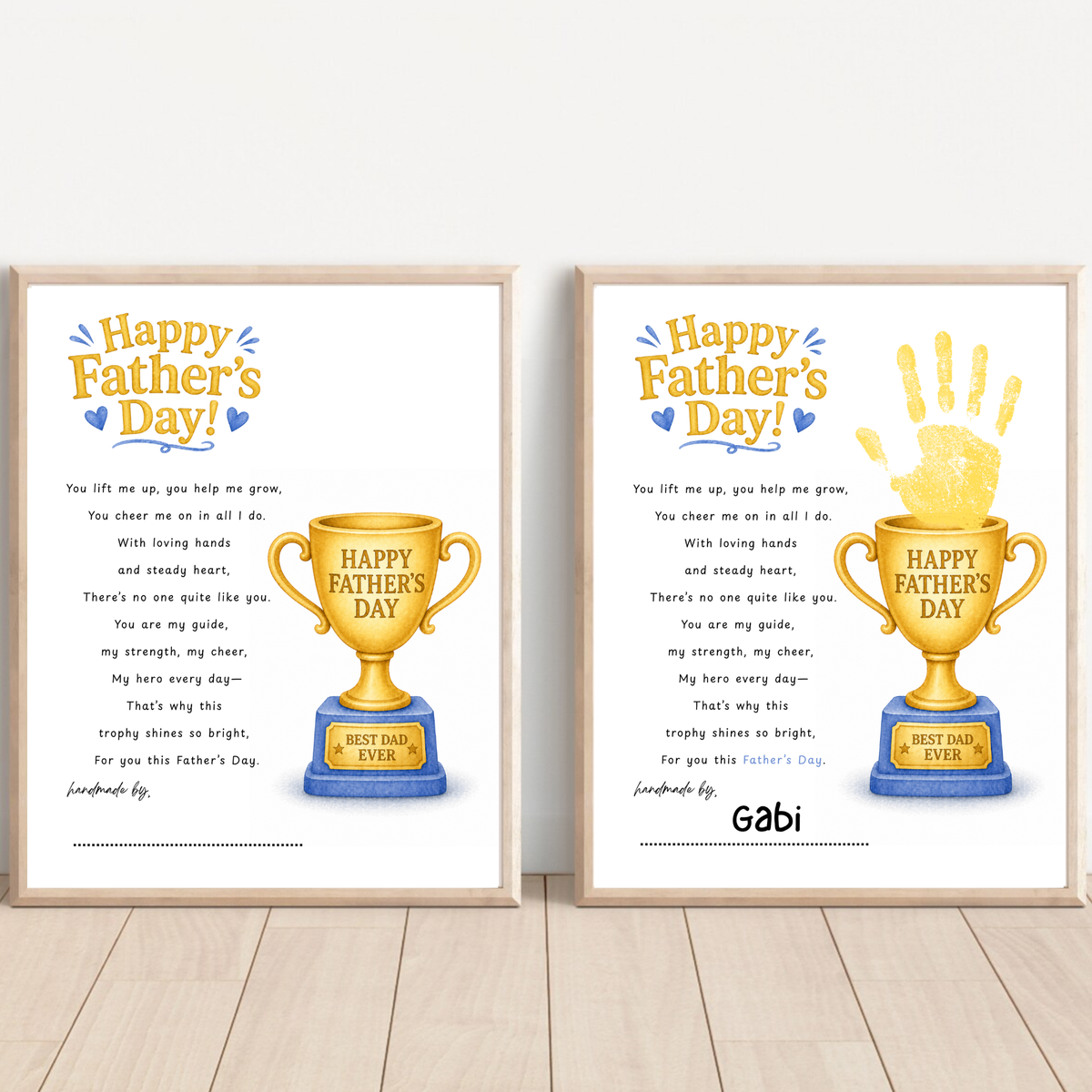 Father’s Day Trophy Handprint Craft Printable | Best Dad Ever Keepsake | Kids DIY Gift for Dad | Preschool Father’s Day Activity