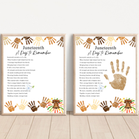 Juneteenth Handprint Craft Printable, Juneteenth Day to Remember Activity, Diversity Keepsake for Kids, Classroom Juneteenth Craft